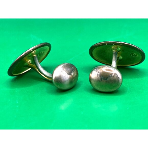 Antique Gold Tone Oval Cufflinks Floral Engraving Monogrammed EB Men Accessory - Picture 2 of 7